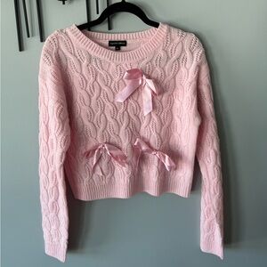 Aqua Blues Light Pink Sweater with Ribbon Accents